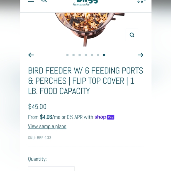 Bird Feeder with 6 Feeding Points New - Picture 4 of 7